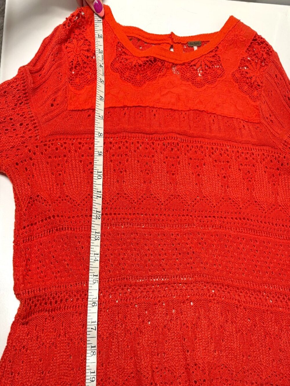Free People Once Upon A Time Lace Crochet Bell Sleeve Top - Picture 13 of 14
